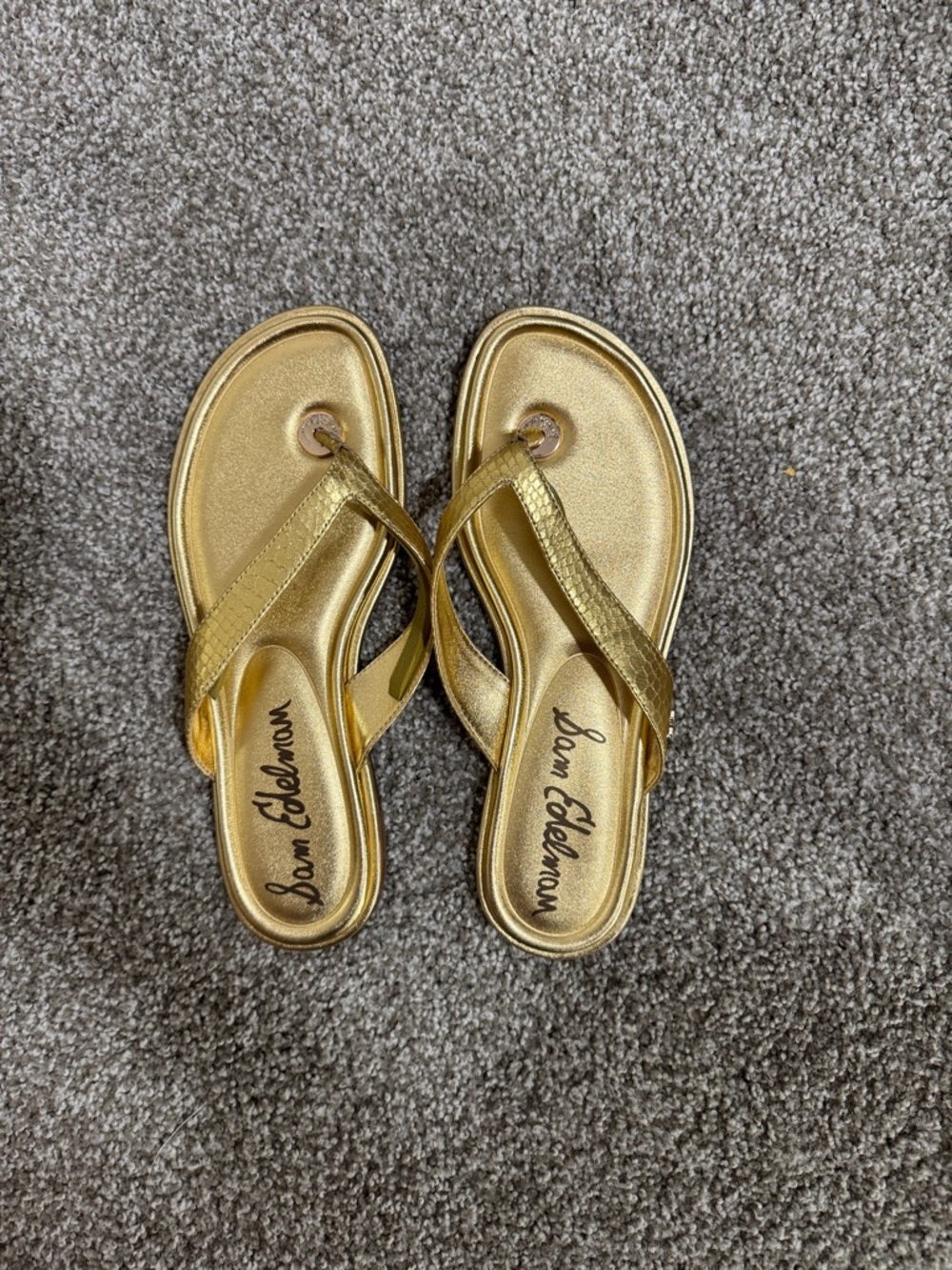 Sam Edelman Metallic Gold Thong Sandals